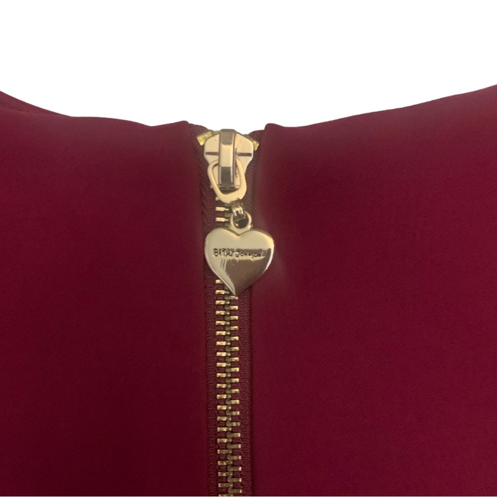 Betsey Johnson Scallop Shift Dress Sleeveless Pink Burgundy Short Feminine Work - Picture 7 of 11